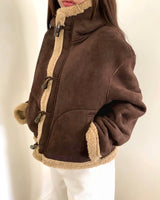 Duna Suede Hooded Tteokbokki Sherpa Fleece Mustang Jacket