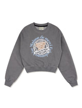 Women's Bear Friends Pigment Smokey Cropped Sweatshirt Light Gray (FCF1TS206W)