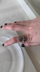 Antique silver rose ring