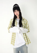 (UNISEX)シリーンオーバーサイズチェックシャツ