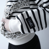 【MADE】winter frill hood zip-up, stripe