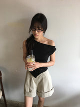 Pintuck roll-up culottes (3color)