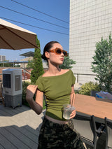 オールマッチカラースパンデックススリムショートスリーブTシャツ