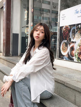 #Basic Over Cotton100 Shirt + Scrunchie Set (3color)
