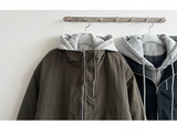 Char Hoodie Layered Color Matching Hood Zip-Up Padded Jumper 