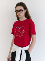 ハートフレンズパピーTシャツ レッド
