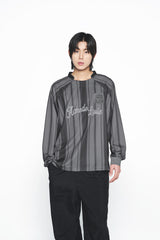 25SS ストライプフットボールジャージー ブラック