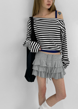 [MADE] Vito Stripe Boat-Neck Crop Long Sleeve T-shirt