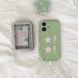 Dot Star Pea green Card Wallet Glossy Hard Case