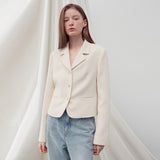 SINGLE-BREASTED TWEED JACKET CREAM