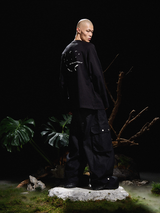 RELABEL 24AW Butterfly - Rest Detachable Square Scarf Pleated Silhouette Three-dimensional Tapered Dry Wax Slacks