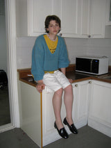 Mohair v-neck knit_teal