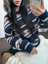 ノルディックスノーフラワーディアニット🦌❤💙🩶3COLOR