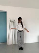 ボートネックミッドスリーブTシャツ (4C)