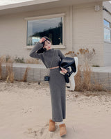Crop knit & long skirt set