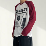 ワッツ カラーブロック ラグラン ニット ロングスリーブ Tシャツ (3 colors)