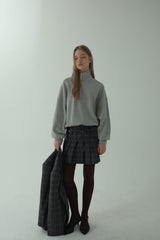 HIGH-NECK ZIP-UP SWEATSHIRT_MELANGE GRAY