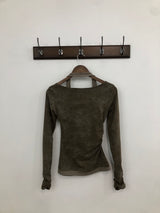 ヴィンテージウォッシングホルターネックTシャツ