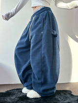 ストライプフリースワンサイドストリングアノラックニットスウェット 💙🩶🧡3COLOR