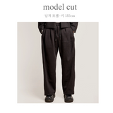 WIDE FIT TWO-TUCK PLEATS SWEAT PANTS_BLACK 起毛 
