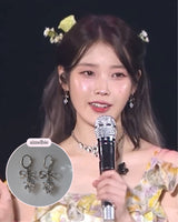 [IU Piercing] Dainty Heart Crystal and Ribbon Huggies Piercing - Silver Color