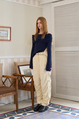 カットオフショルダーニット NAVY