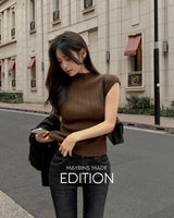 MADE. Perive mock-neck cap-sleeve knit