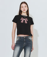 ペイズリーリボンTシャツ_ブラック