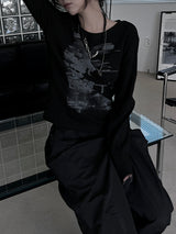 printed ribbed long sleeves (2color)