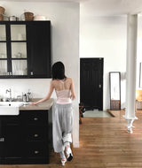 [ cap insert ] scoop two-line halter tank top