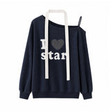 Arielle Heart Star Off-Shoulder Sweatshirt