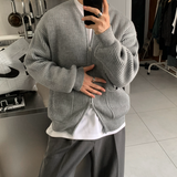 Mirei Two-way Pocket Acrylic Knitted Zip-Up Cardigan