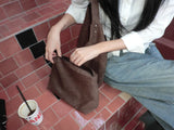 Cozy Stud Suede Shoulder Bag with Pouch