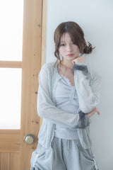 ribbon sleeve cardigan(gray)