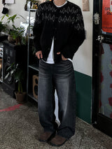 Bleach Curved Denim Pants (Black / S·M·L)
