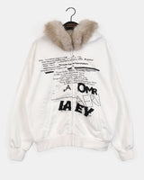 Beepon lettering loose fit fur hooded zip-up