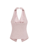 [PRE-FALL] [ATELIER] Jane Tweed Jewel Point Halterneck Vest Pink