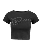 Taglion Rhinestone Crop Tee