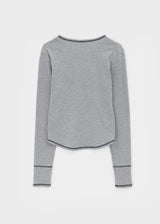 [MADE] Loate Henley Neck Stitch Long Sleeve Tee