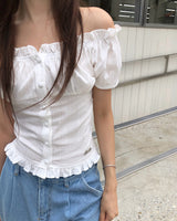 [ORIGINAL] Dana Ruffle-Button Blouse