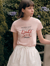 ローラリボンハーフTシャツ ピンク