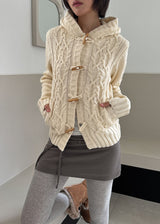 TOGGLE HOOD KNIT CARDIGAN