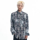 Washed Painted Check Shirt - CHARCOAL