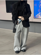Denim layered sweat pants(2color)
