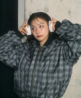 UNISEX オーバーサイズチェックブルゾン