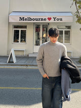Washable Hacci Half Turtleneck Knit (7 Colors, L / XL)