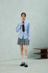 LOWELL SLIM FIT STRIPE SHIRRLING SHIRT / SKY BLUE