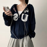 4US Heart American Flag 2way フード付きジップアップ