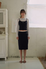 Nude midi skirt_navy