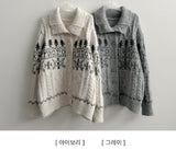 Rina Twisted Patterned Collar Burton Cardigan